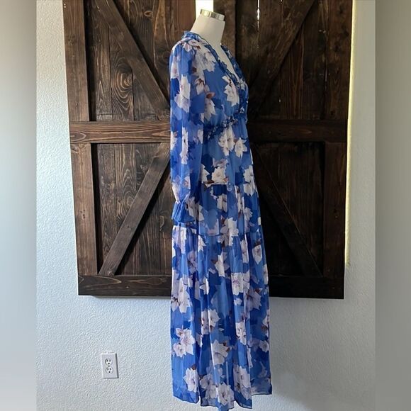 Casual Floral Deep V Neck Long Sleeve Long Evening bohemian Cocktail dress - Picture 6 of 12